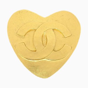 CHANEL 1995 Heart Brooch Gold 95P 83908