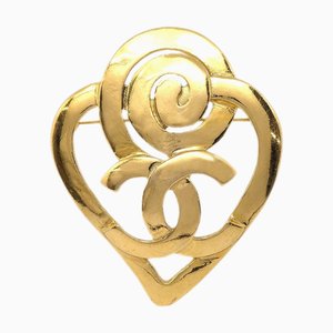 CHANEL 1995 Alfiler de corazón dorado 95P 67956