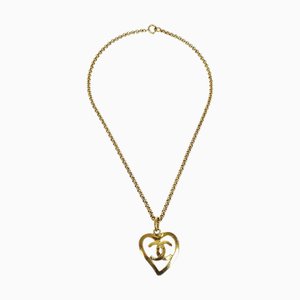 CHANEL 1995 Heart Gold Chain Necklace 17155