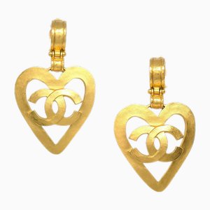 Heart Gold Earrings from Chanel, Set of 2
