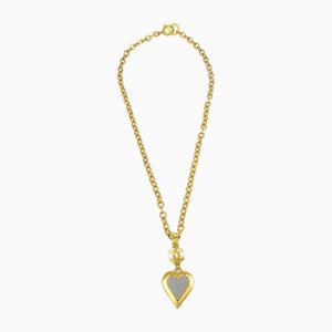Verspiegelte CC Gold Halskette mit Herz von Chanel
