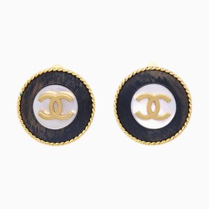 Chanel 1995 Mother-Of-Pearl Rope Edge Earrings Clip-On 94728, Set of 2
