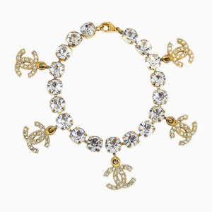 Bracelet Chaîne Dorée à Breloques Strass de Chanel
