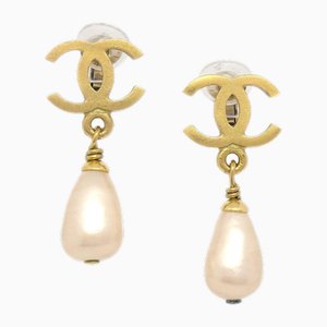 Spring Dangle Pearl CC Earrings from Chanel, Set of 2