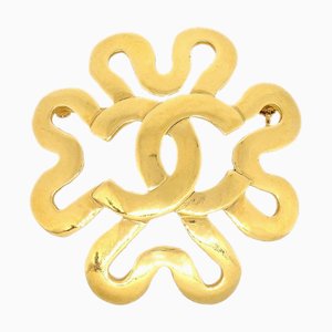 CHANEL 1995 Squiggle Border Brooch Gold 34176