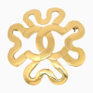 CHANEL 1995 Squiggle Border Brooch Gold 86046