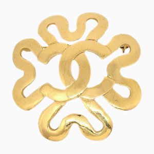 CHANEL 1995 Squiggle Bordüre Brosche Gold 86046