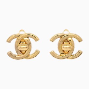 Goldene Turnlock Ohrringe von Chanel, 2 . Set