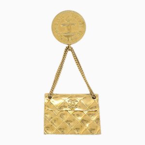 Taschenbrosche mit 24 Karat Vergoldeter Platte von Chanel