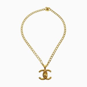 CHANEL 1996 CC Turnlock Gold Chain Necklace 96P 77011