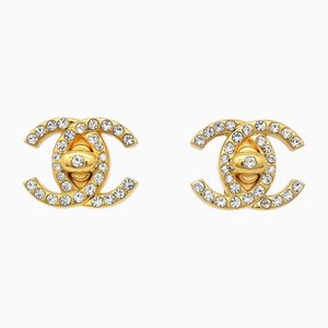 CC Turnlock Earrings in Gold from Chanel, Set of 2