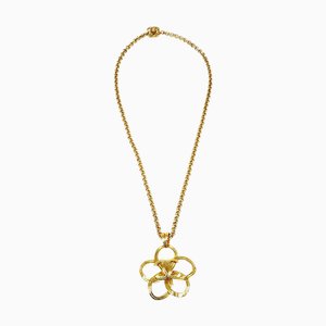 CHANEL 1996 Flower Gold Chain Pendant Necklace 74603