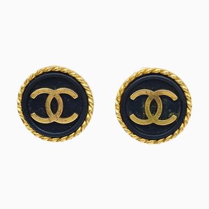 Boucles d'Oreilles Bouton Chanel Noir 96P 120632, Set de 2