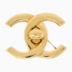Große Drehverschlussbrosche in Gold von Chanel