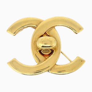 Broche Turnlock grande en dorado de Chanel
