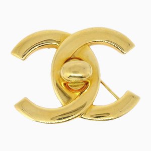 Broche Turnlock grande en dorado de Chanel