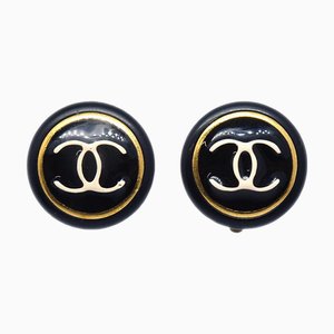 Chanel 1997 Boucles d'Oreilles Noires et Dorées 121292, Set de 2