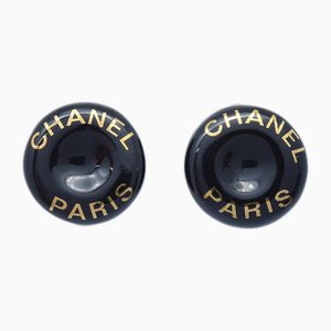 Boucles d'Oreilles Rondes Noires de Chanel, Set de 2