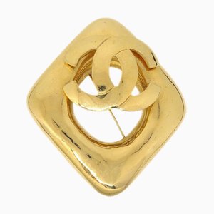 CHANEL 1997 Diamond Brooch Pin Gold 13124