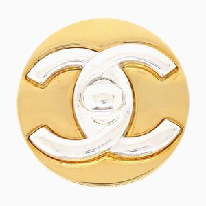 CHANEL 1997 Broche CC Turnlock de plata y oro 91494