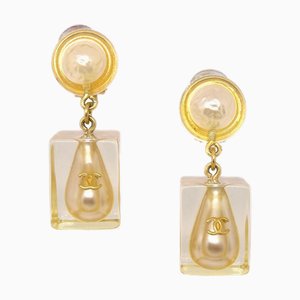 Chanel 1997 Teardrop Cc Pearl Earrings 12707, Set of 2