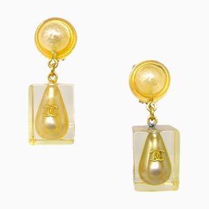 Chanel Artificial Pearl Dangle Earrings Clip-On 97P 112500, Set of 2