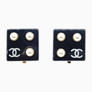 Square Artificial Pearl Earrings from Chanel, Set of 2