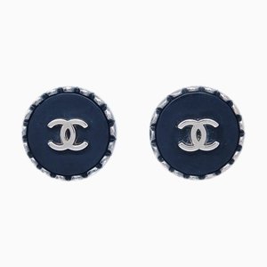 Boucles d'Oreilles Bouton Noir à Clips Chanel 96A 123054, Set de 2