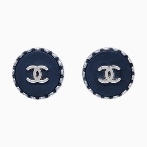 Chanel Black Button Earrings Clip-On 96A 123054, Set of 2