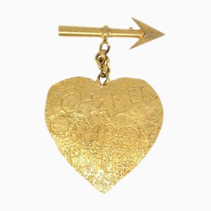 CHANEL Bow And Arrow Heart Brooch Gold 93P 142129