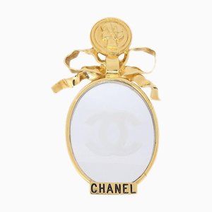 CHANEL Bow Mirror Brooch Pin Gold 160648