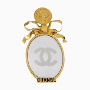 CHANEL Bow Mirror Brooch Pin Gold 49939