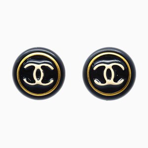 Chanel Button Earrings Black 97P 130868, Set of 2
