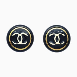 Chanel Boucles d'Oreilles Bouton Clip-On Noir 97A 150491, Set de 2