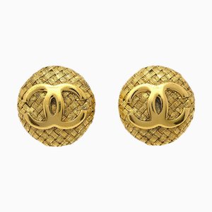 Chanel Button Earrings Clip-On Gold 2855/29 112519, Set of 2