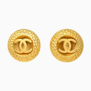 Chanel Button Earrings Clip-On Gold 29 142093, Set of 2