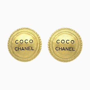 Chanel Button Earrings Clip-On Gold 94A 19484, Set of 2