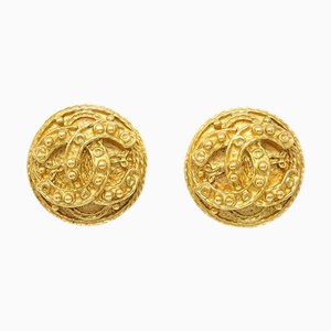 Chanel Button Earrings Clip-On Gold 94A 112323, Set of 2