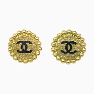 Chanel Button Earrings Gold Clip-On 95P 142110, Set of 2