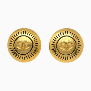 Chanel Button Earrings Gold Clip-On 96C 142102, Set of 2