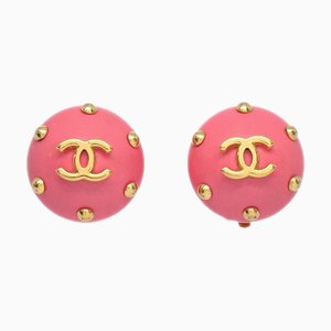 Pendientes Chanel con botones en rosa 96C 78455. Juego de 2