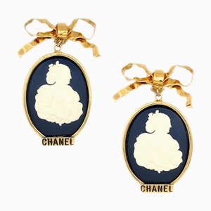 Chanel Cameo Earrings Clip-On Gold 113430, Set of 2