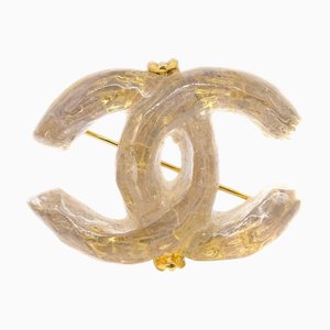 CHANEL CC Brooch Pin Corsage Clear 99P 123239