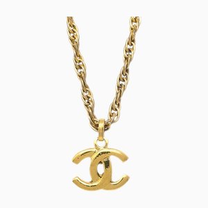 CHANEL CC Chain Pendant Necklace Gold 112552