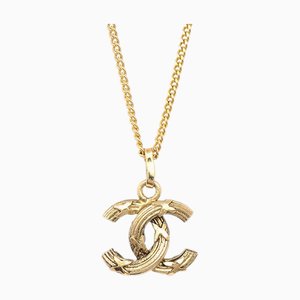 CHANEL CC Chain Pendant Necklace Gold 1982 123096
