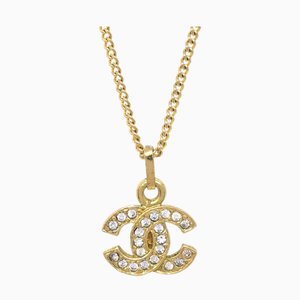 CHANEL CC Collar con colgante de cadena Diamante de imitación dorado 3311 132323