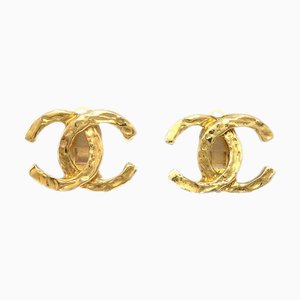 Boucles d'Oreilles Clip-On Dorées Chanel Cc 131967, Set de 2