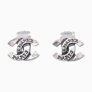 Chanel Cc Earrings Clip-On Silver 99A 112262, Set of 2