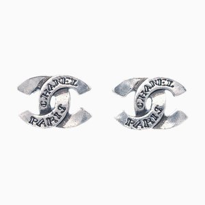 Chanel Cc Earrings Clip-On Silver 99A 112336, Set of 2