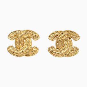 Chanel Boucles d'Oreilles Matelassées Cc Doré 2459 151816, Set de 2